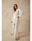 Estilo Emporio Linen Pant Novo Flare - Panna White LUXAMORE  