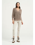 Woman Wearing Estilo Emporio Linen Stretch Pant - Natural - Pants LUXAMORE
