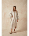 Woman Wearing Estilo Emporio Nebbilio Linen Dress - Lyla - Dress LUXAMORE