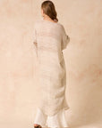 Woman Wearing Estilo Emporio Neve Linen Dress -Tela Atena Panna - Dress LUXAMORE