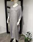 Mannequin Modelling Estilo Emporio Polla Maxi Dress in Exclusive Rete Anthracite - Dress LUXAMORE
