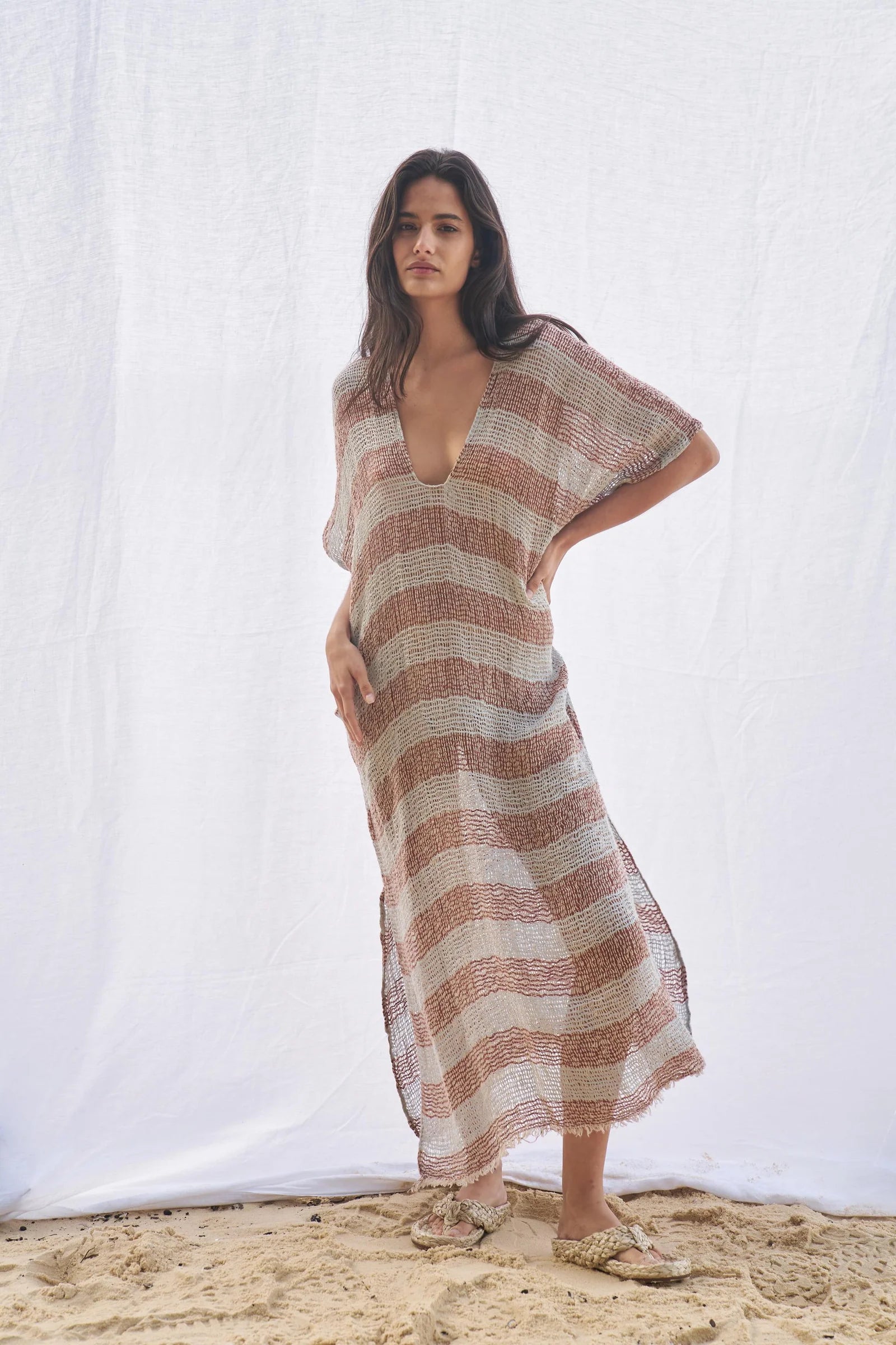 Estilo Emporio Zaza Dress Sky Blue Chocolate - LUXAMORE -Dress- Estilo Emporio La Cota Cover Up Dress,Versatile, sustainable, and effortlessly chic for any occasion. Shop Estilo Emporio Dresses Italian Linen at Luxamore.