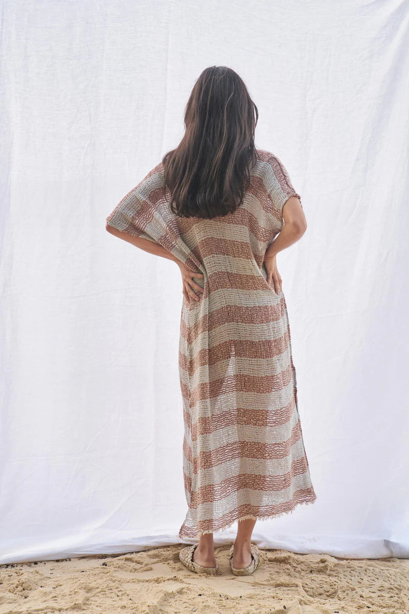 Woman Wearing Estilo Emporio Zaza Dress Sky Blue Chocolate - Dress LUXAMORE
