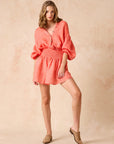 Woman Wearing Estilo Emporio Zimi Shirt - Battista Poppy Red - Top LUXAMORE
