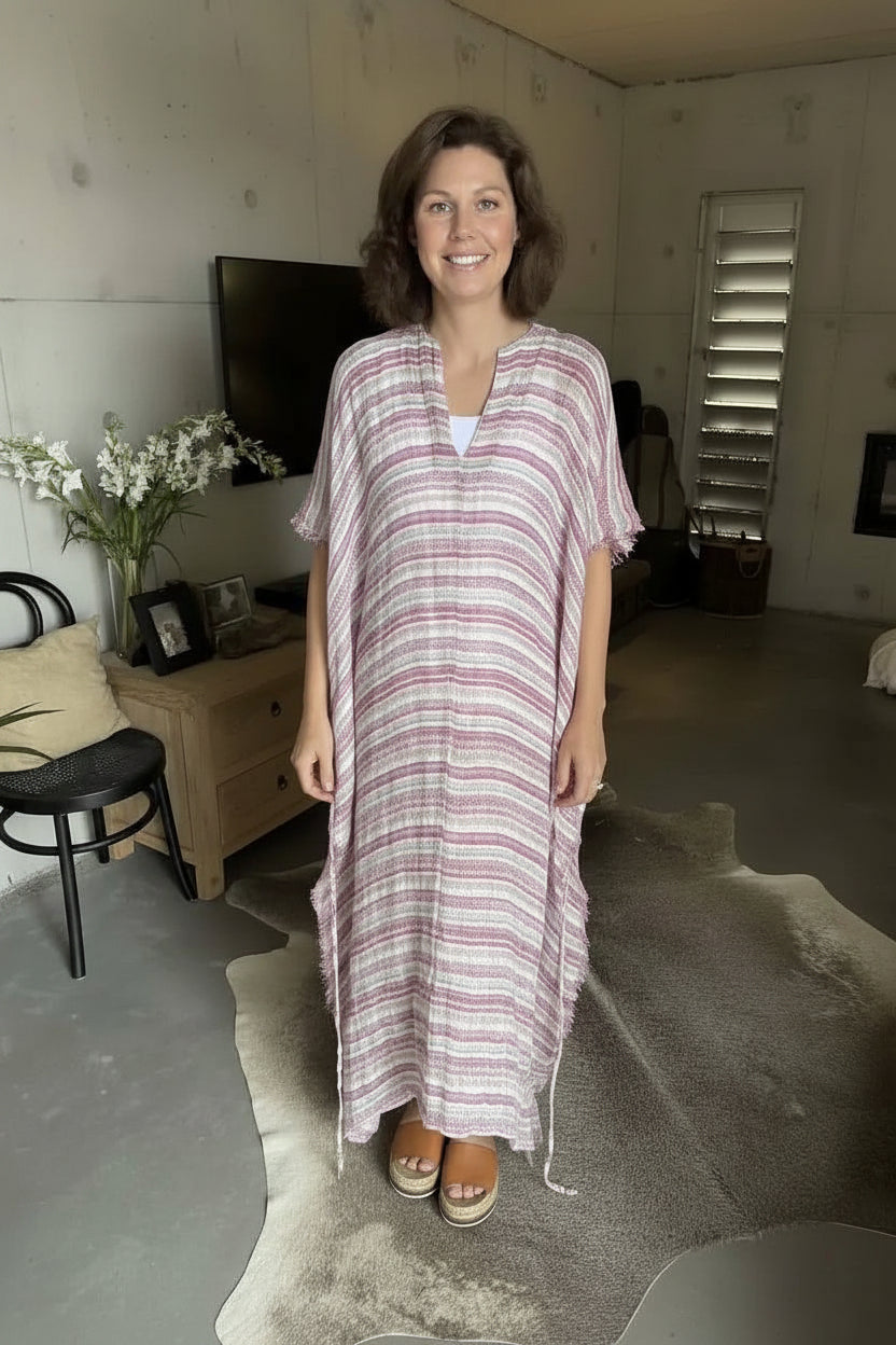 Exclusive Estilo Emporio Corfu Kaftan Dress - Pampa Stripe LUXAMORE  