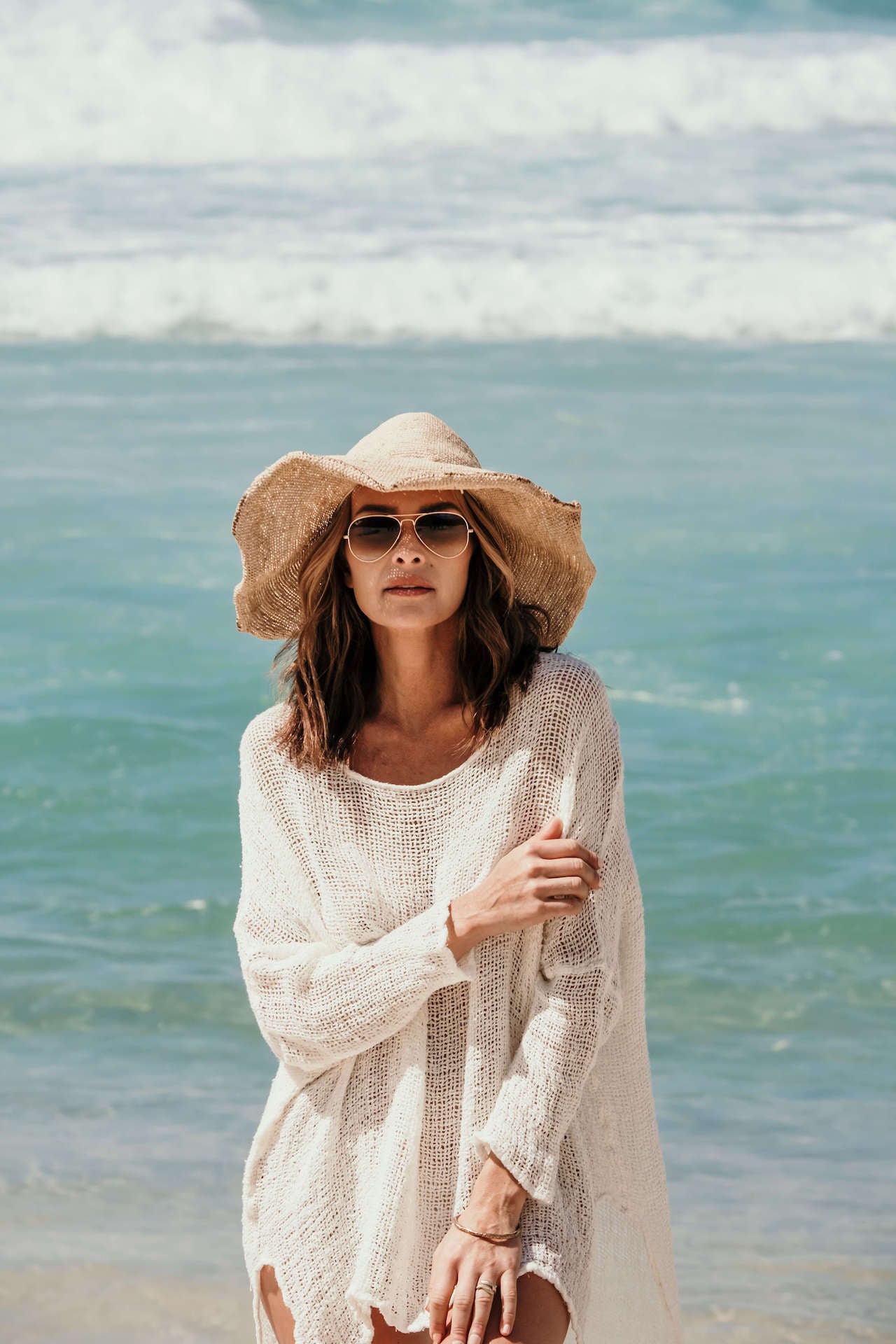 Woman Wearing La Bottega di Brunella Top Maglia Bonta - Campagna Latte - Tops LUXAMORE