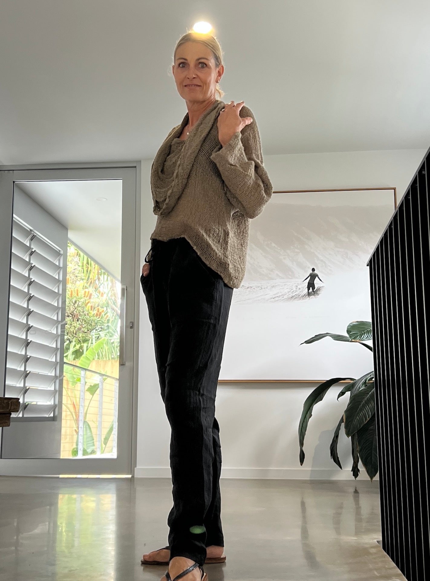 Woman Wearing La Bottega di Brunella Top Maglia Delusa - Campagna Fossil - Tops LUXAMORE
