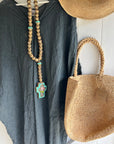 Woman Wearing La Bottega di Brunella Linen Dress Fausta Garzata - Lava - Dress LUXAMORE