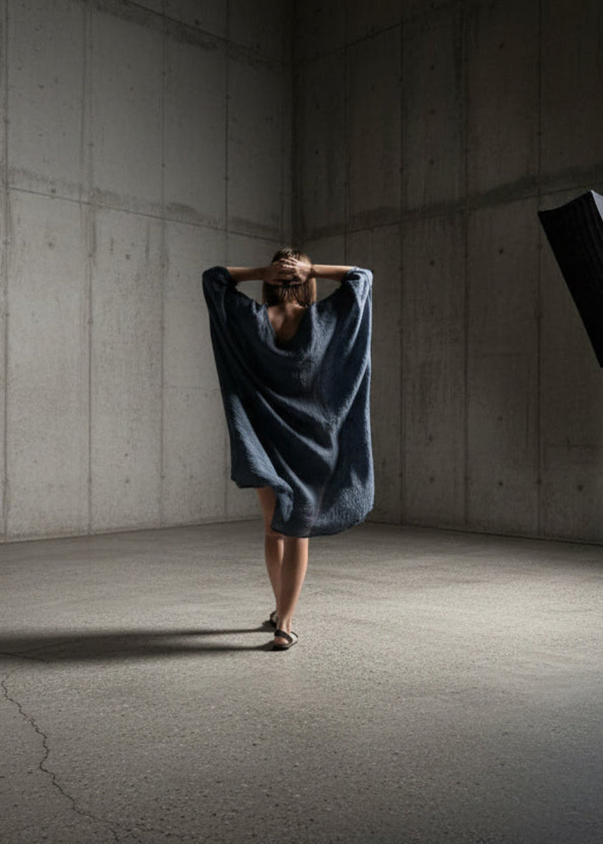 women wearing La Bottega di Brunella Linen Dress VESTITO FAUSTA - Garza Egitto Dress LUXAMORE 