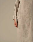 Woman Wearing La Bottega di Brunella Linen Dress VESTITO MOSE' - Battista linen dress LUXAMORE 