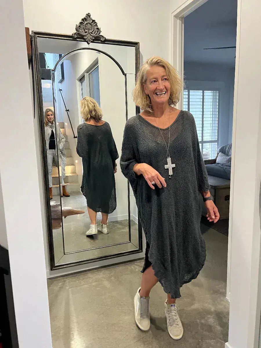 La Bottega di Brunella Linen Dress Vestito Fausta Campagna - Lava LUXAMORE  