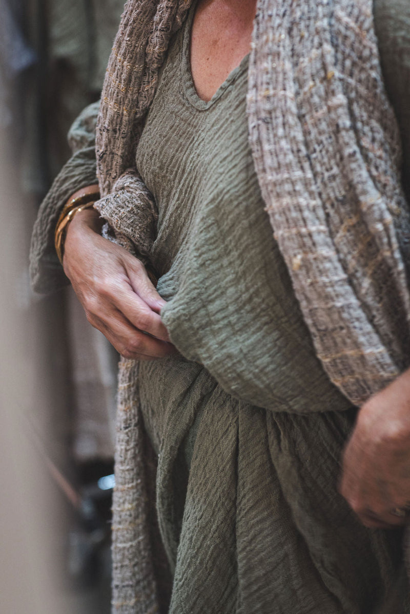 La Bottega di Brunella Linen Dress Vestito Fausta Garzata - Fossil