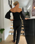 La Bottega di Brunella Pantalone Agathos Linen Pants Black LUXAMORE  