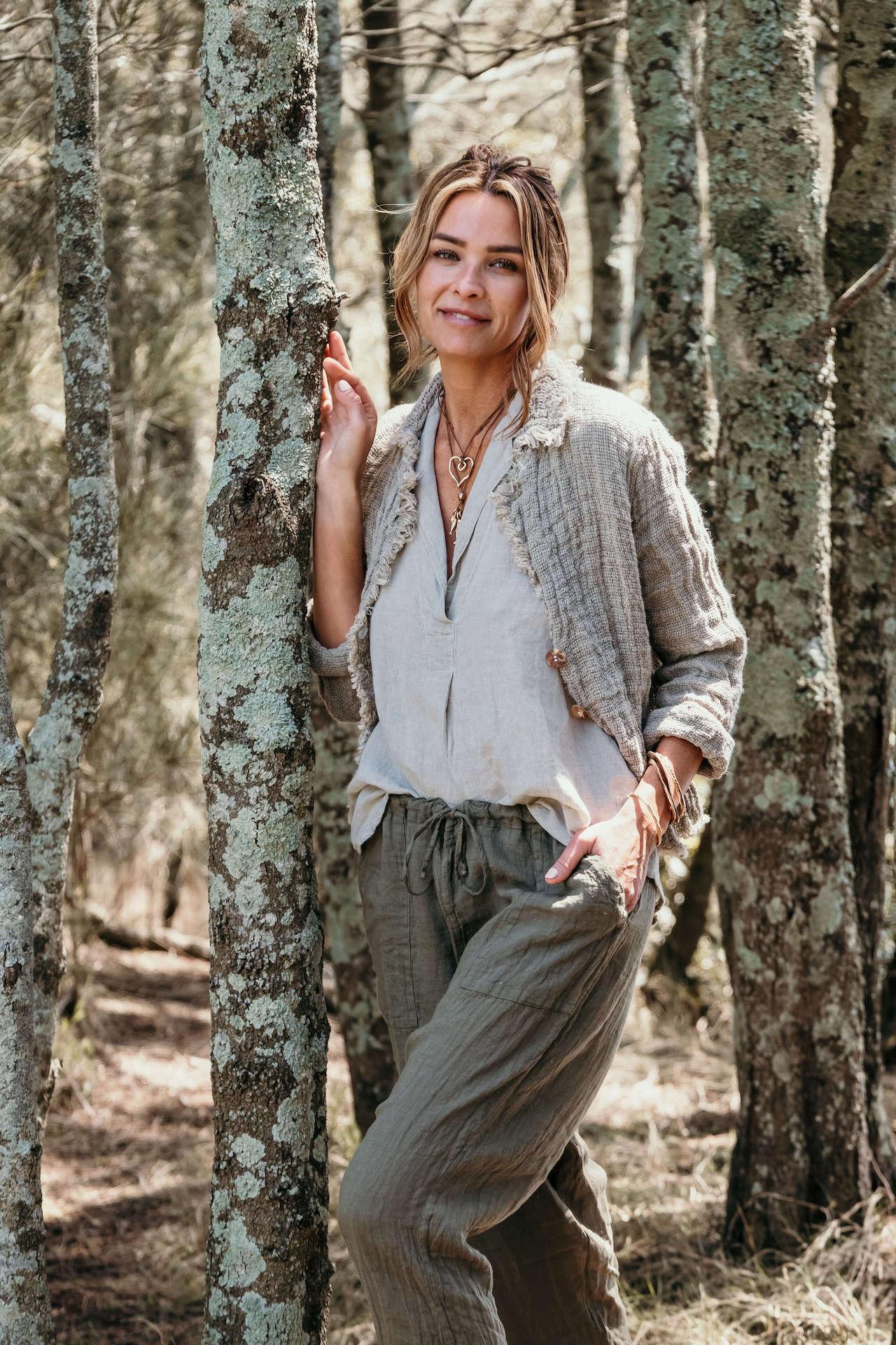 La Bottega di Brunella Pantalone Agathos Linen Pants - Fossil LUXAMORE  