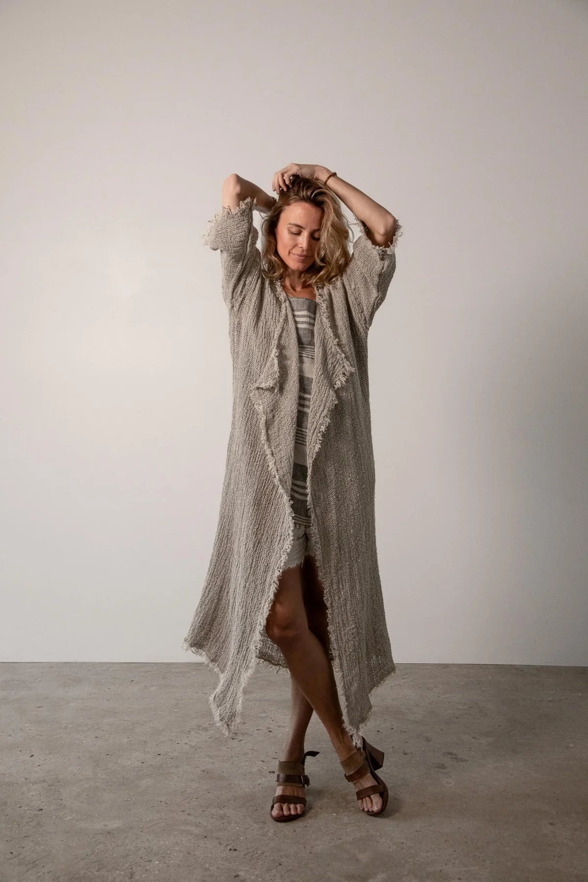 La Bottega di Brunella Spolverino Spice Linen coat - Campagna - Natural