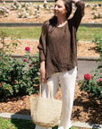 Woman Wearing La Bottega di Brunella Top Maglia Bonta - Campagna Chocolate - Tops LUXAMORE