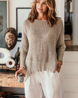 Woman Wearing La Bottega di Brunella Top Maglia Bonta - Campagna Naturale - Tops LUXAMORE