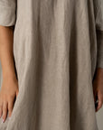 Woman Wearing La Bottega di Brunella VESTITO SULTANO - Pergamena linen dress LUXAMORE 
