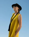 Alemais Sustainable Florence-Shirt close up worn by model LUXAMORE