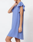 Linen Dress Mini 100% Made in Italy - Jeans blue - LUXAMORE