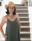 Alemais Sustainable Florence-Shirt close up worn by model LUXAMORE