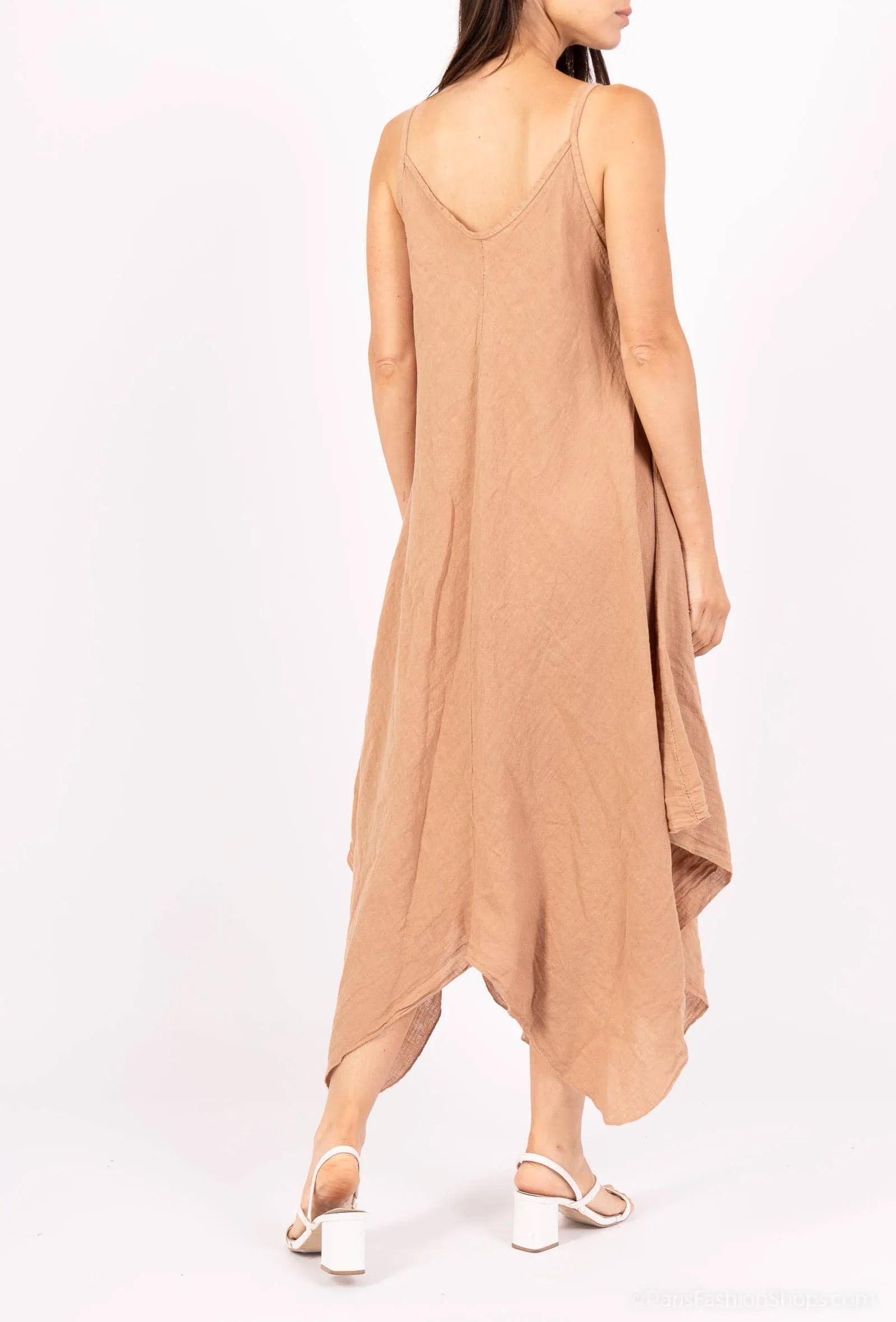 linen dress one size Frank & Eileen Megan One-Size Button-Up Linen Dress in French Blue O/S