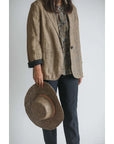 Alemais Sustainable Florence-Shirt close up worn by model LUXAMORE