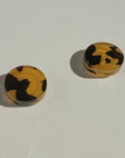 Woman Wearing Mingled Tortoise Shell Round Stud Earrings - 15mm - Earings LUXAMORE