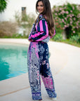 Miss Goodlife Freedom Blouse Made in Italy worn by model in natural setting LUXAMORE 