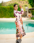 Miss Goodlife Midi Dress Boheme Glamour Made in Italy worn by model in natural setting LUXAMORE 