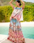 Miss Goodlife T-shirt Light Garden Made in Italy worn by model in natural setting LUXAMORE 