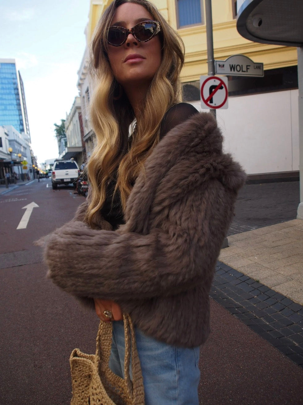 Woman Wearing Mode & Affaire Cascade Fur Coat - Portobello - jacket LUXAMORE
