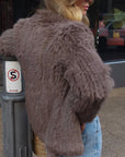Woman Wearing Mode & Affaire Cascade Fur Coat - Portobello - jacket LUXAMORE