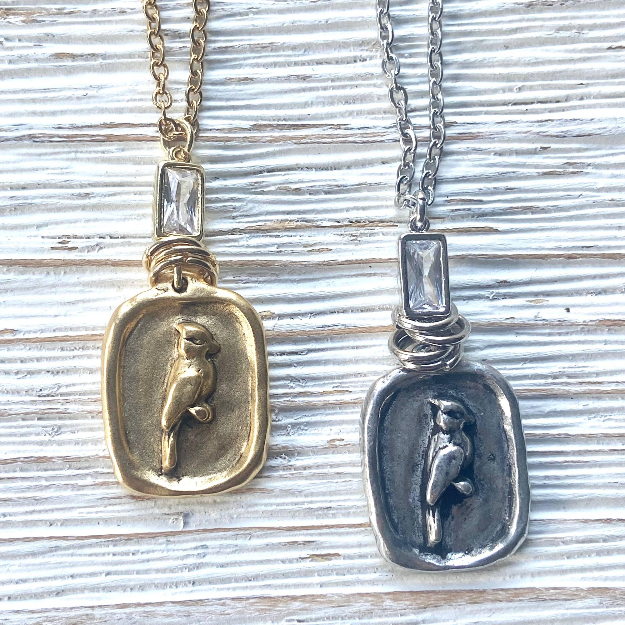 Pre Order Cardinal necklace Memorial jewelry bird lover gift: Gold / 18” worn by model in natural setting LUXAMORE 