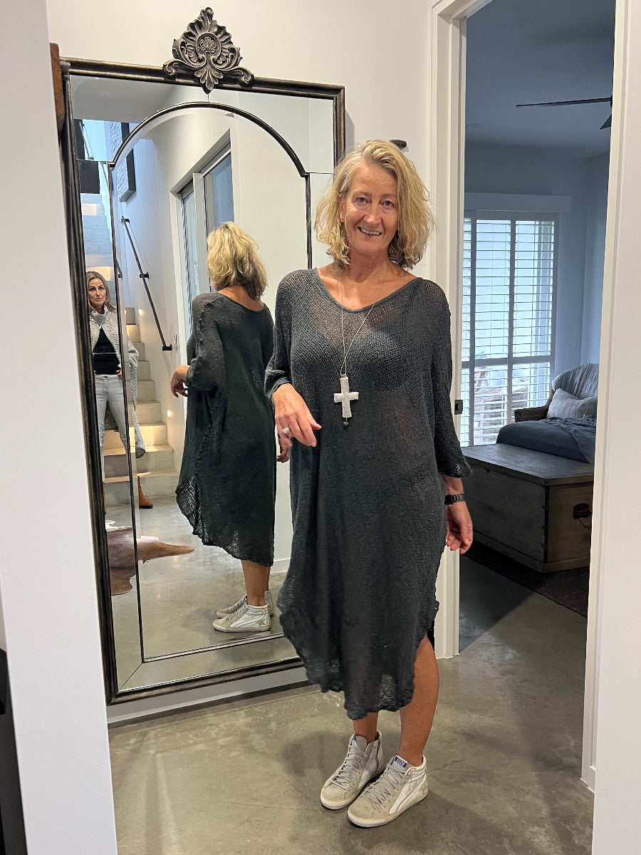 Pre Order La Bottega di Brunella Linen Dress Vestito Fausta Campagna - Lava - LUXAMORE -Dress-La Bottega di Brunella Dress Vestito Fausta - Campagna linen dress garments, designed and handcrafted in Italy. Shop La Bottega di Brunella Linen at Luxamore.