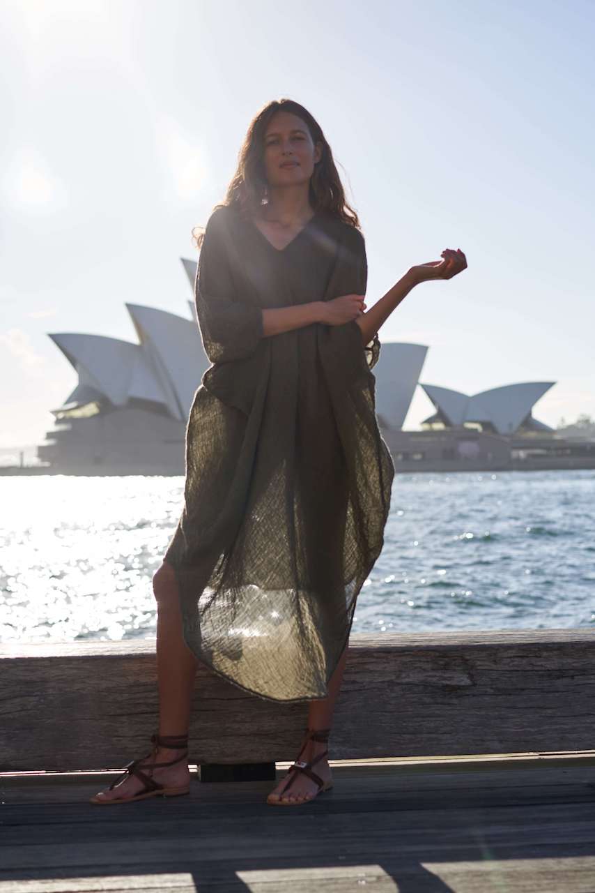 Pre Order La Bottega di Brunella Linen Dress Vestito Fausta Garzata - Fossil - LUXAMORE -Dress-La Bottega di Brunella Vestito Fausta Naturale linen dress, designed and handcrafted in Italy. Made by artisans that embodies luxury shop La Bottega di Brunella