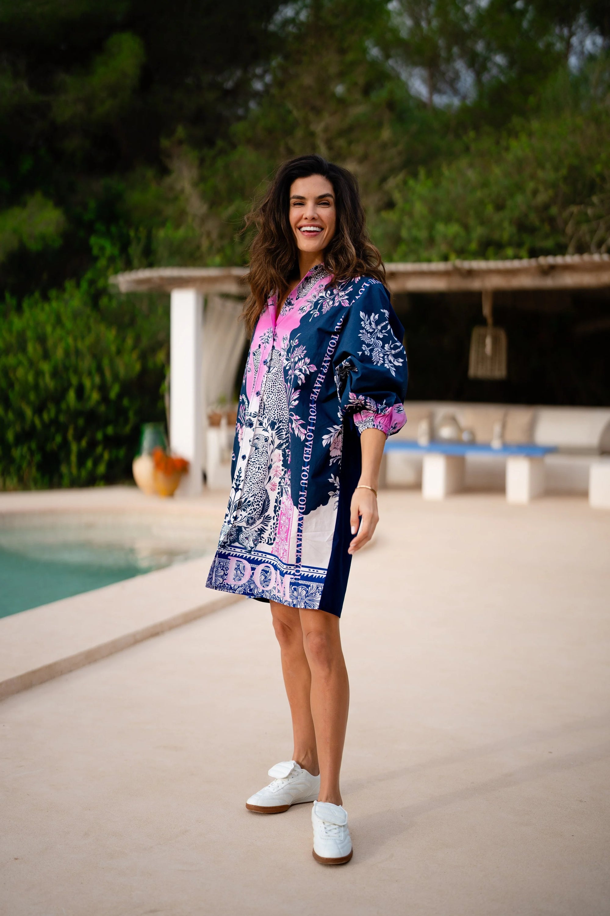 Pre Order Miss Goodlife Freedom Shirt Dress worn by model in natural setting LUXAMORE 