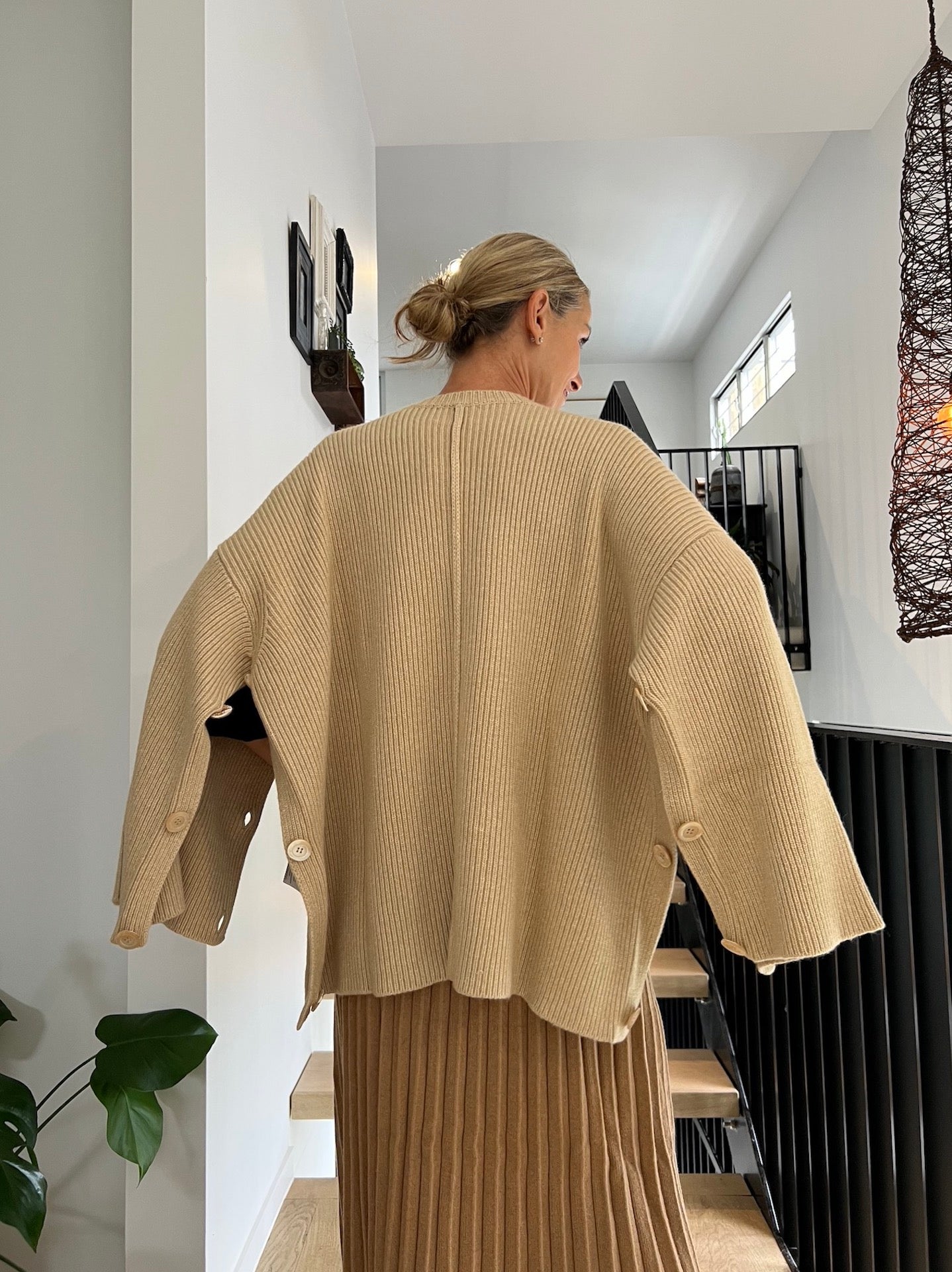 Lemme Maglione Mantella Oversize in Misto Cashmere: Beige