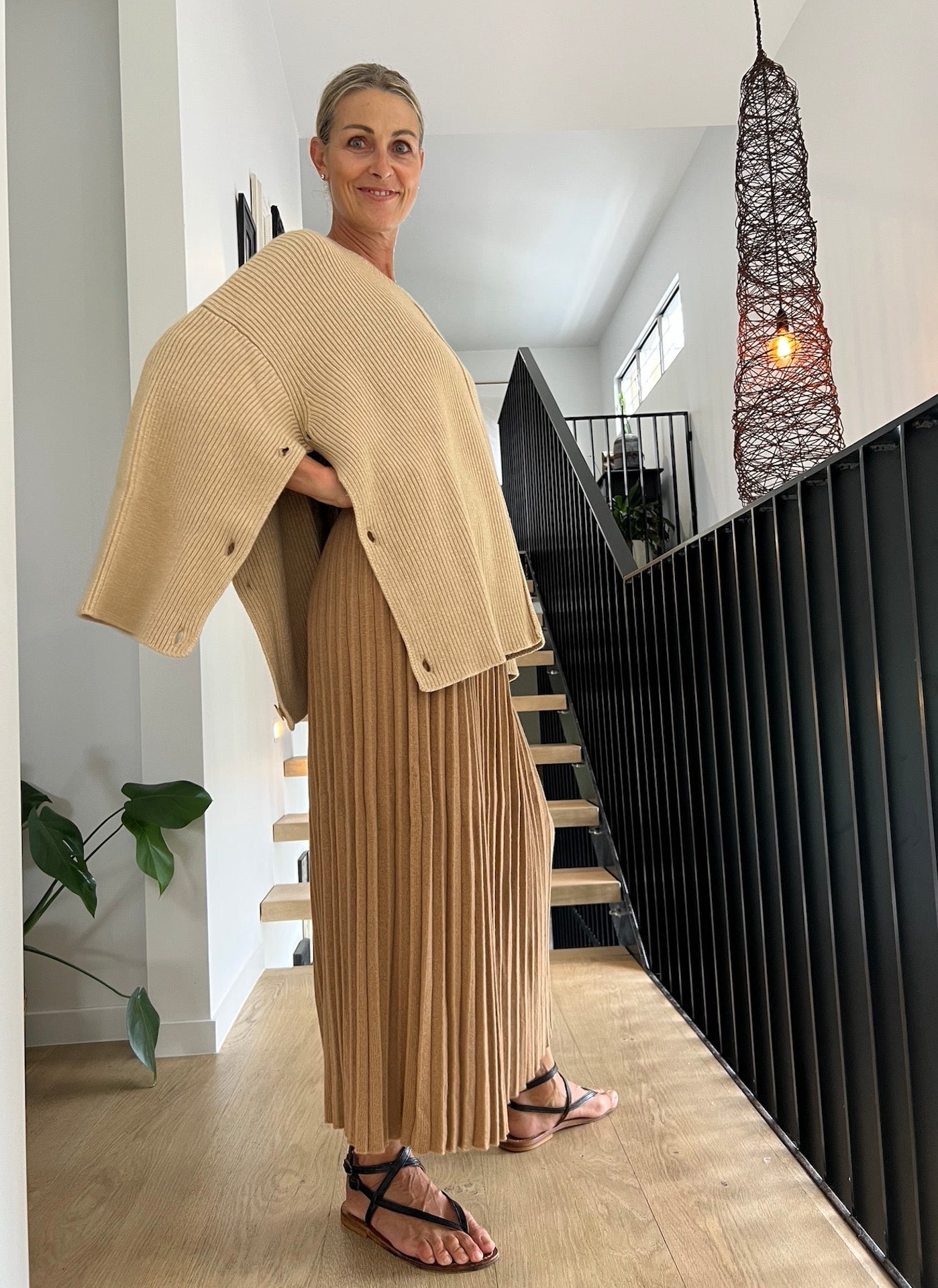 Lemme Maglione Mantella Oversize in Misto Cashmere: Beige