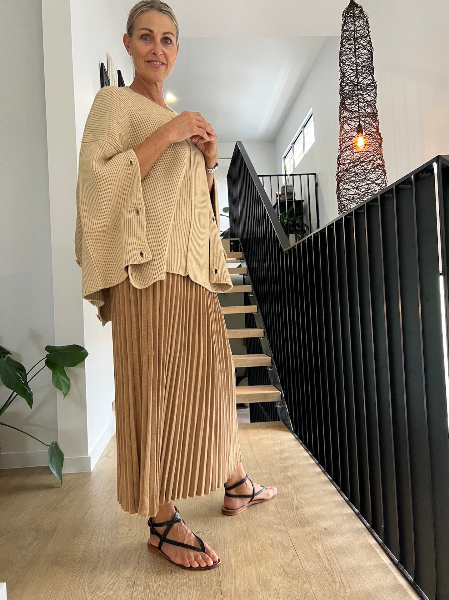Lemme Maglione Mantella Oversize in Misto Cashmere: Beige