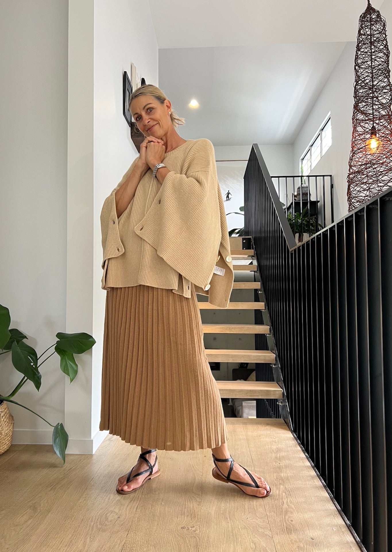 Lemme Maglione Mantella Oversize in Misto Cashmere: Beige