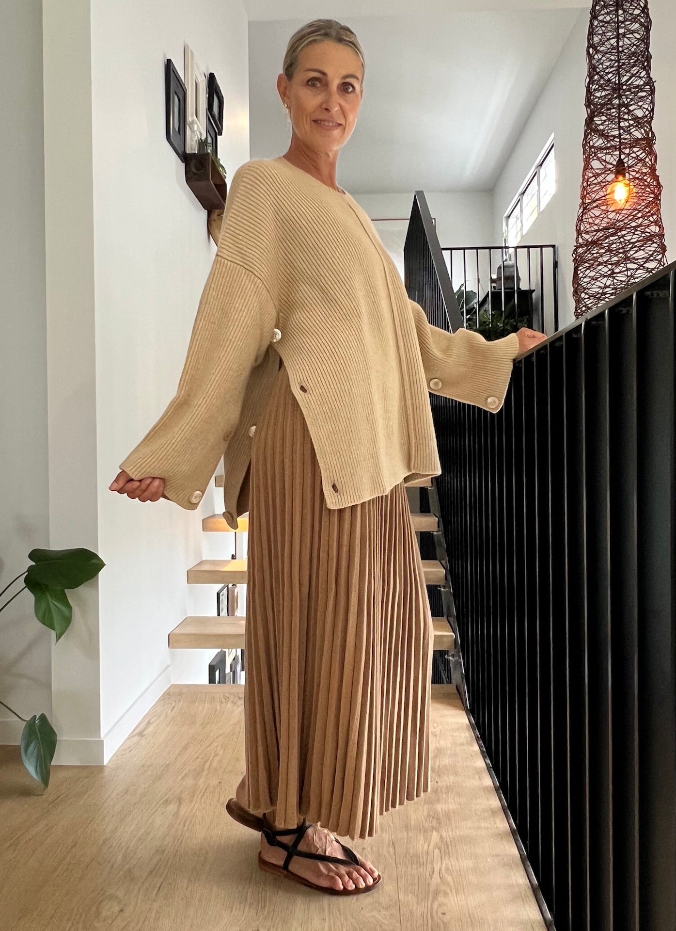 Lemme Maglione Mantella Oversize in Misto Cashmere: Beige