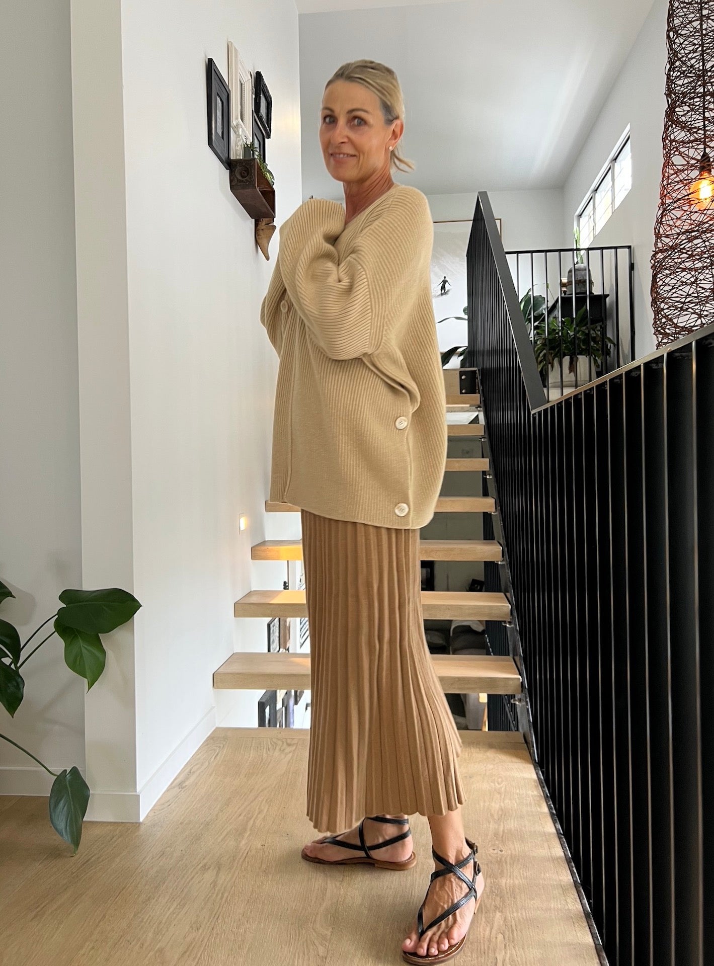 Lemme Maglione Mantella Oversize in Misto Cashmere: Beige