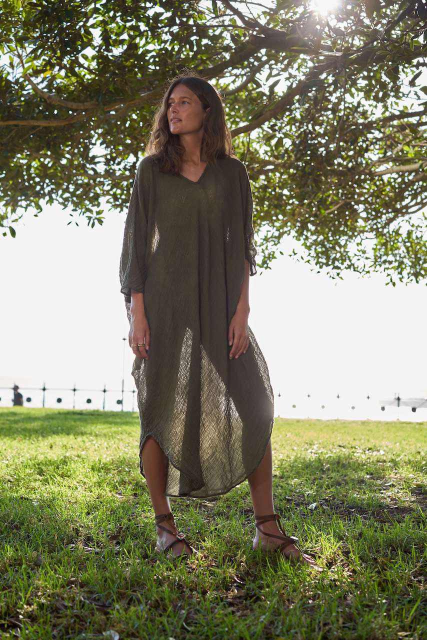 Pre Order La Bottega di Brunella Linen Dress Vestito Fausta Garzata - Fossil