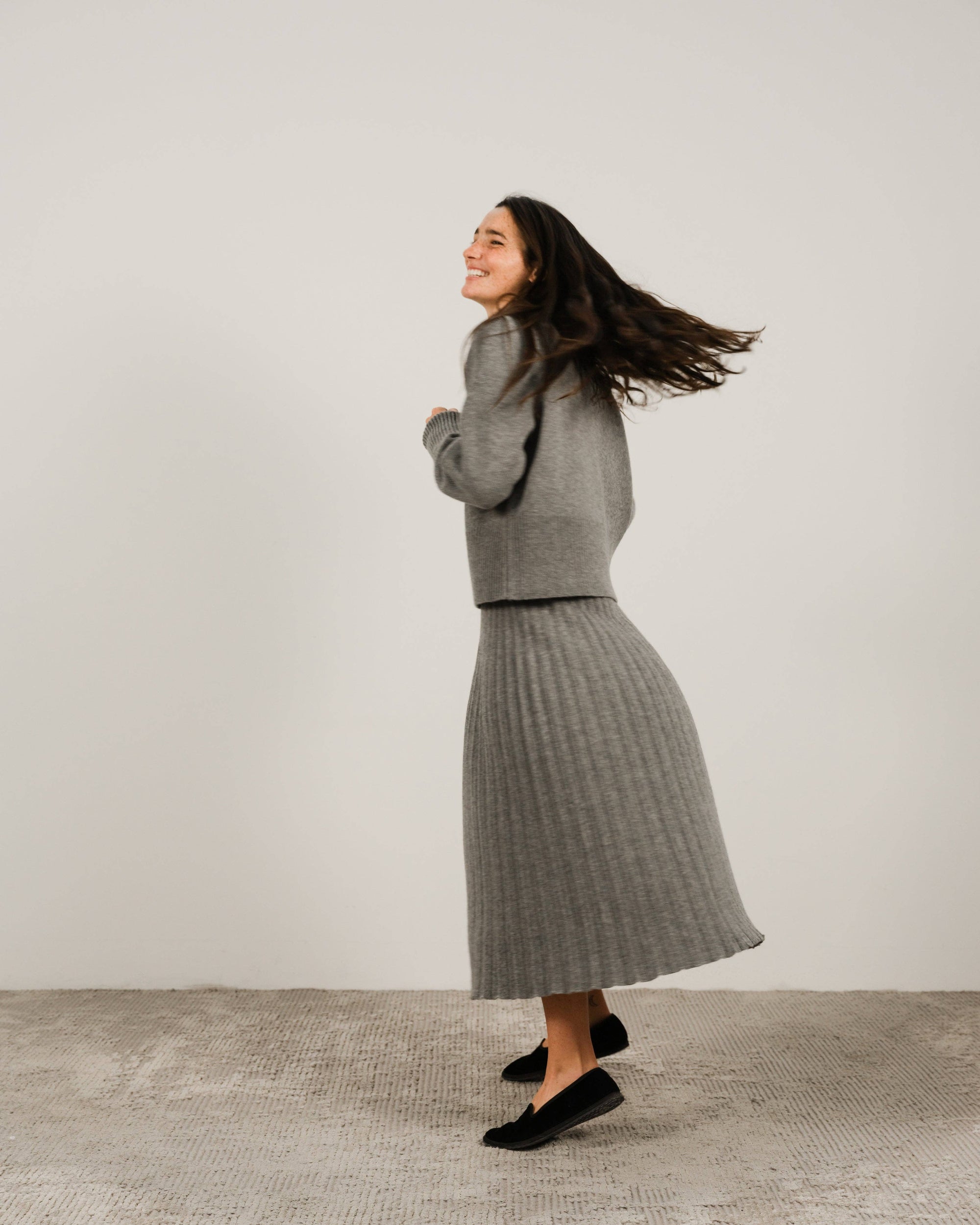 Lemme Cashmere blend pleated skirt: Caramello