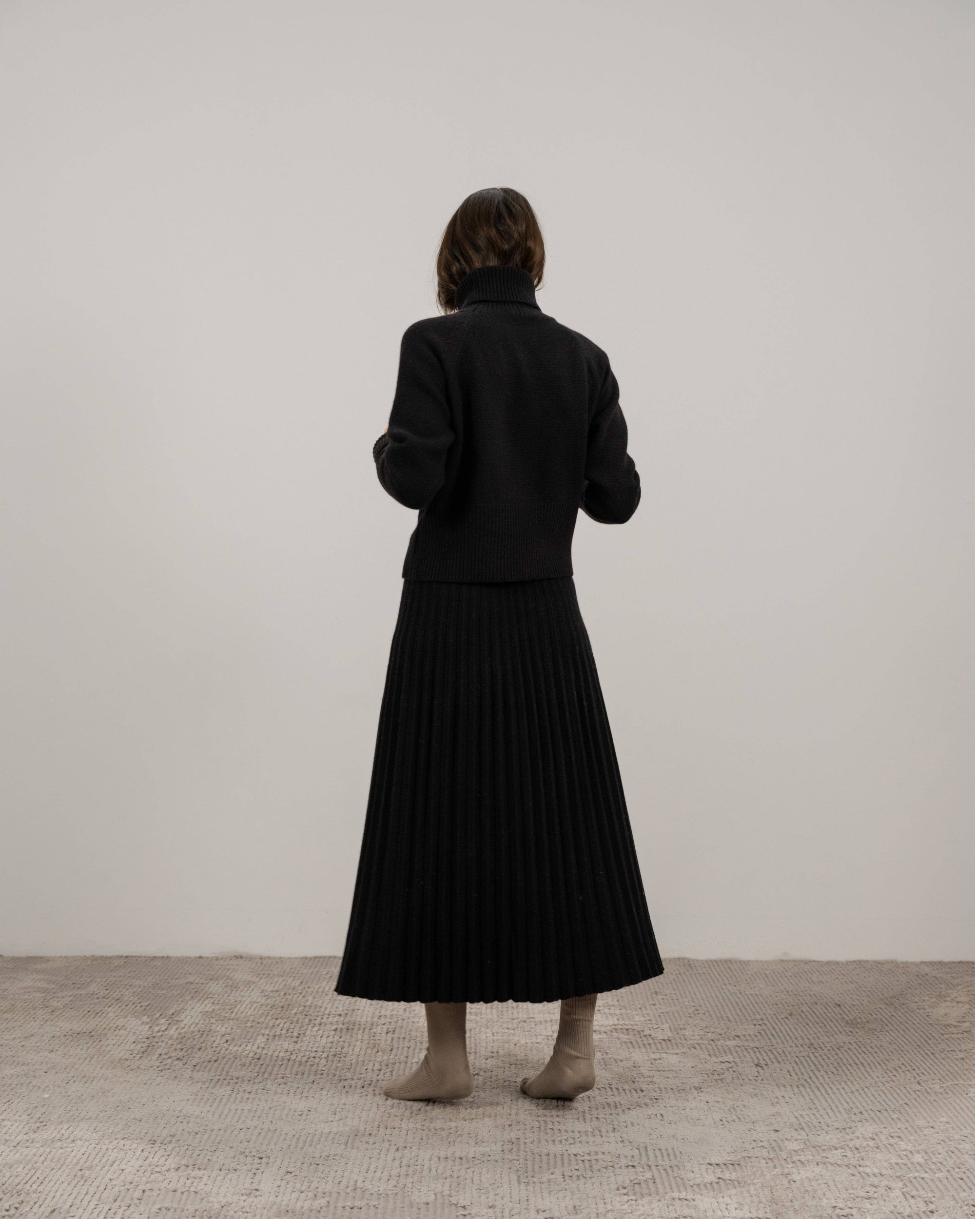 Lemme Cashmere blend pleated skirt: Caramello