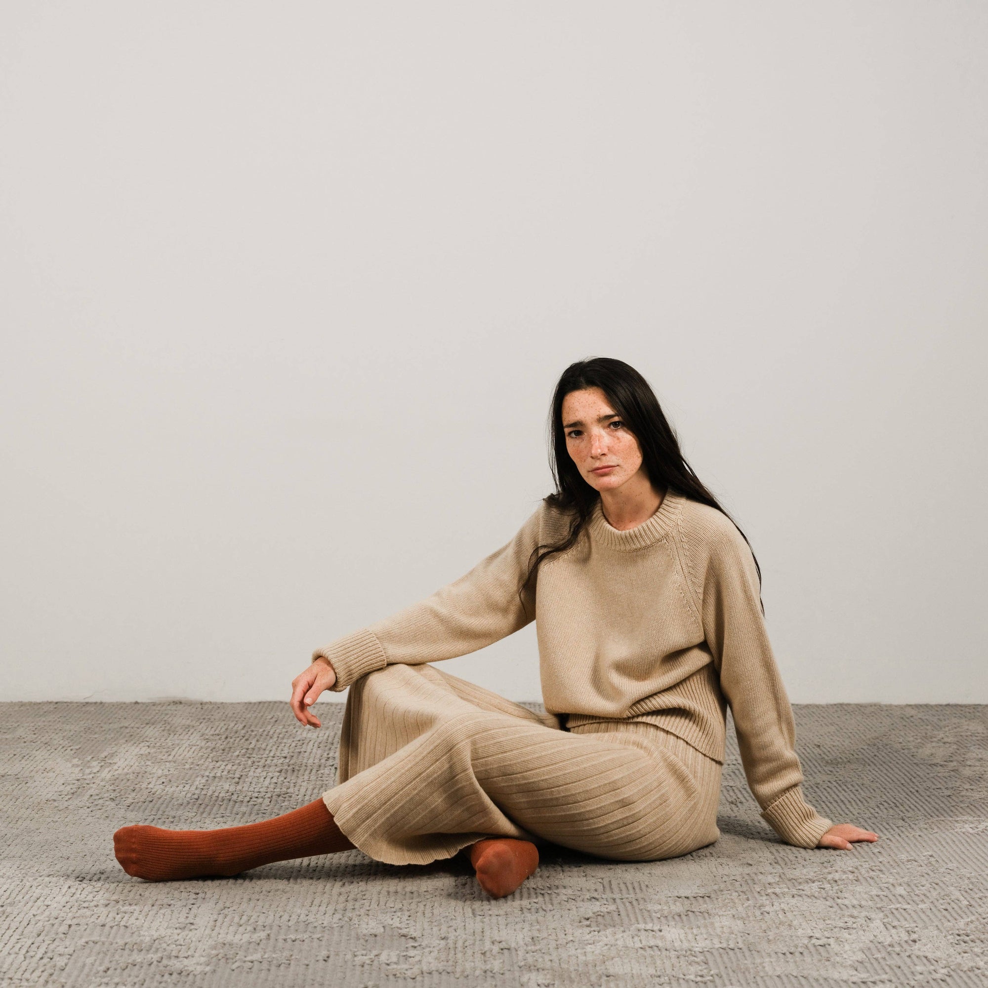 Lemme Cashmere blend pleated skirt: Caramello