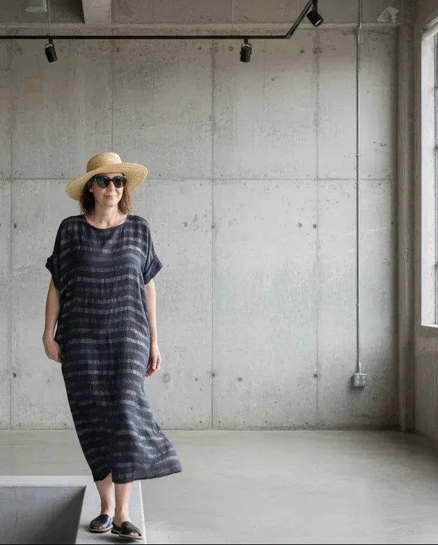 La Bottega di Brunella VESTITO WOW - Riga Luxor worn by model in natural setting LUXAMORE 