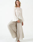 Woman Wearing Estilo Emporio Halston Top - Natural - Tops LUXAMORE