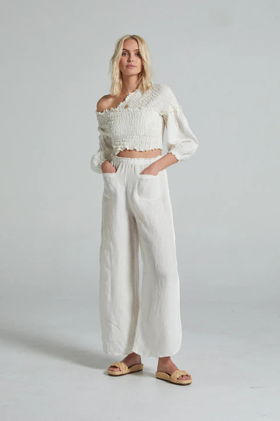 Estilo Emporio Gidget Top worn by model in natural setting LUXAMORE 